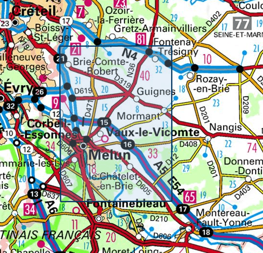 Carte de randonnée n° 2416 - Melun, Mormant | IGN - Série Bleue carte pliée IGN 