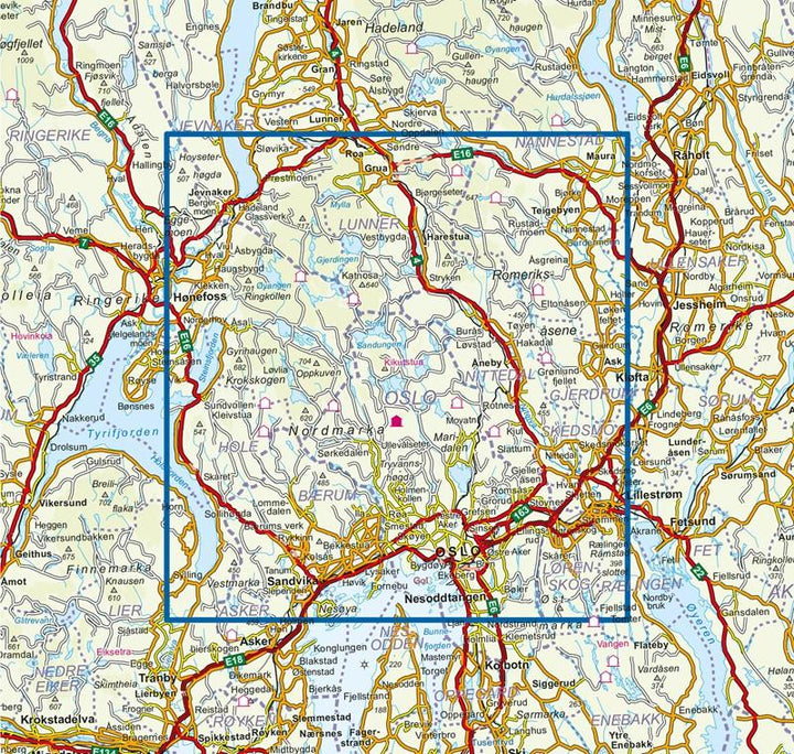 Carte de randonnée n° 2423 - Oslo Nordmark Sommer (Norvège) | Nordeca - Turkart 1/50 000 carte pliée Nordeca 