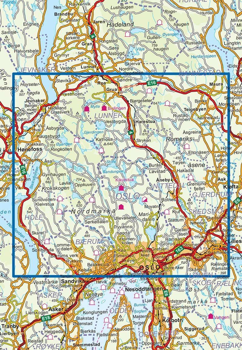 Carte de randonnée n° 2425 - Oslo Nordmark Vinter (Norvège) | Nordeca - Turkart 1/50 000 carte pliée Nordeca 