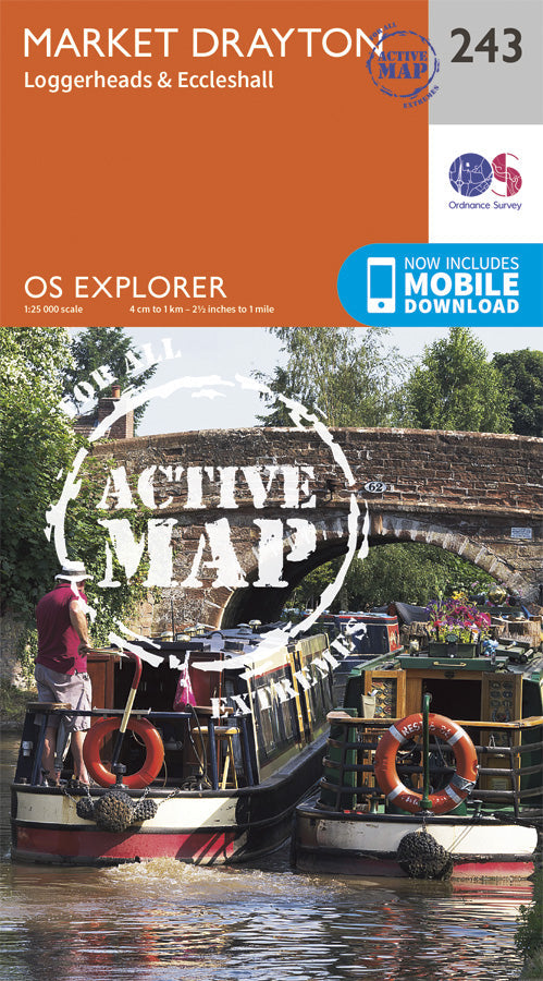 Carte de randonnée n° 243 - Market Drayton (Grande Bretagne) | Ordnance Survey - Explorer carte pliée Ordnance Survey Plastifiée 