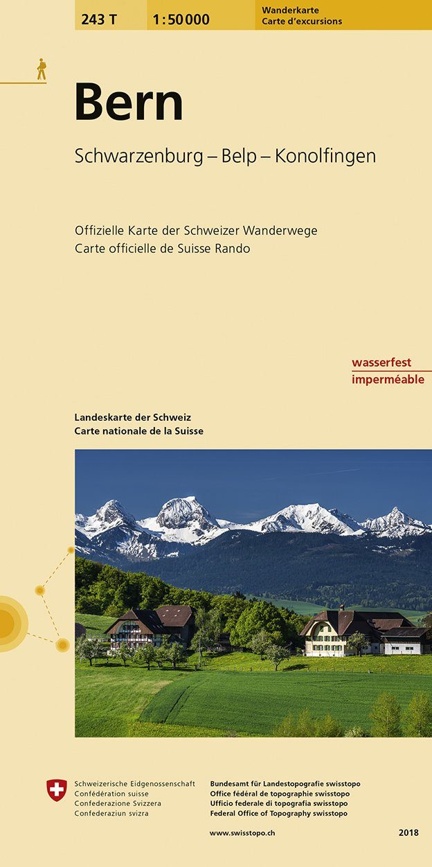Carte de randonnée n° 243T - Bern (Suisse) | Swisstopo - Excursions au 1/50 000 carte pliée Swisstopo 