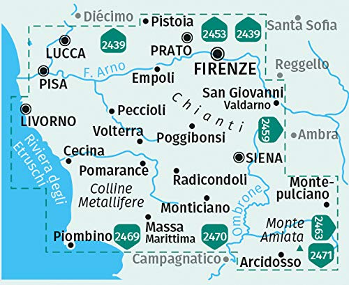 Carte de randonnée n° 2440 - Toscane | Kompass carte pliée Kompass 