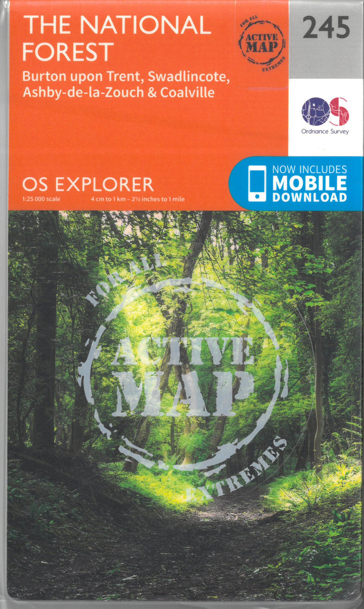 Carte de randonnée n° 245 - National Forest (Grande Bretagne) | Ordnance Survey - Explorer carte pliée Ordnance Survey Plastifiée 