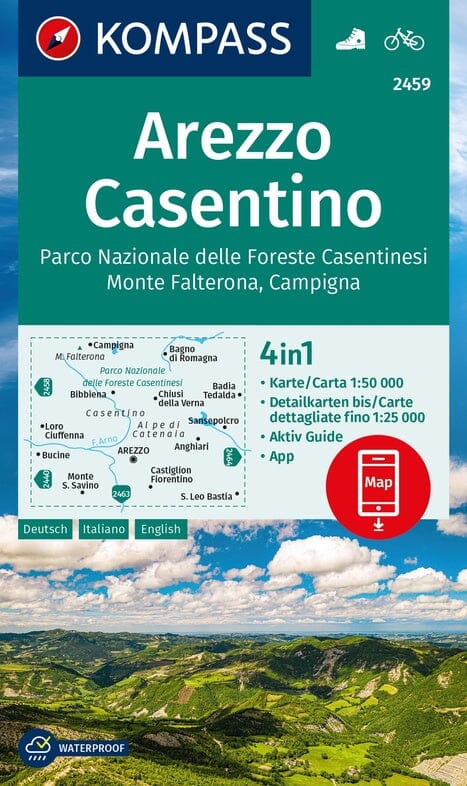 Carte de randonnée n° 2459 - Arezzo, Casentino (Italie) | Kompass carte pliée Kompass 