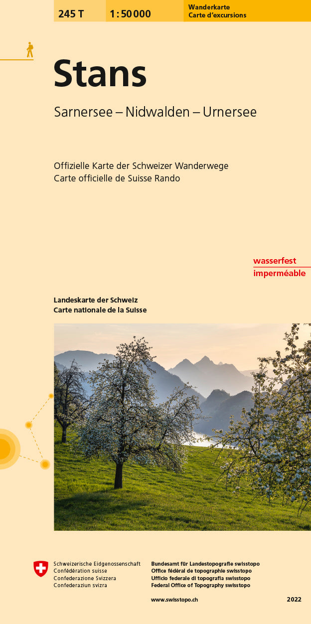 Carte de randonnée n° 245T - Stans (Suisse) | Swisstopo - Excursions au 1/50 000 carte pliée Swisstopo 