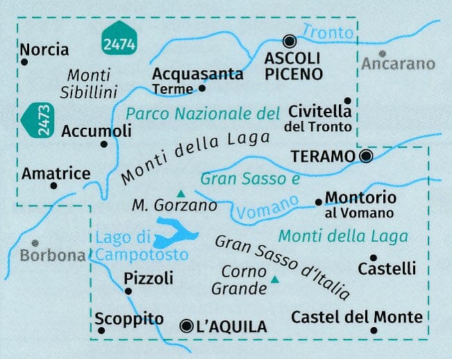 Carte de randonnée n° 2476 - Parc national du Gran Sasso e Monti della Laga (Marches, Italie) | Kompass carte pliée Kompass 