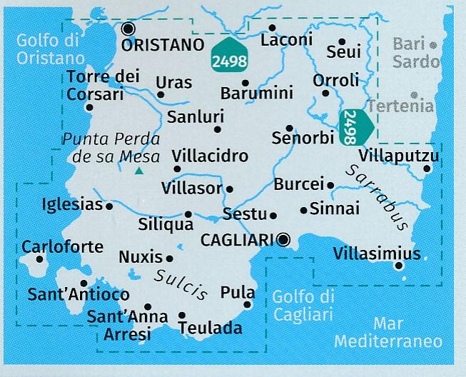 Carte de randonnée n° 2499 - Sardaigne Sud | Kompass carte pliée Kompass 