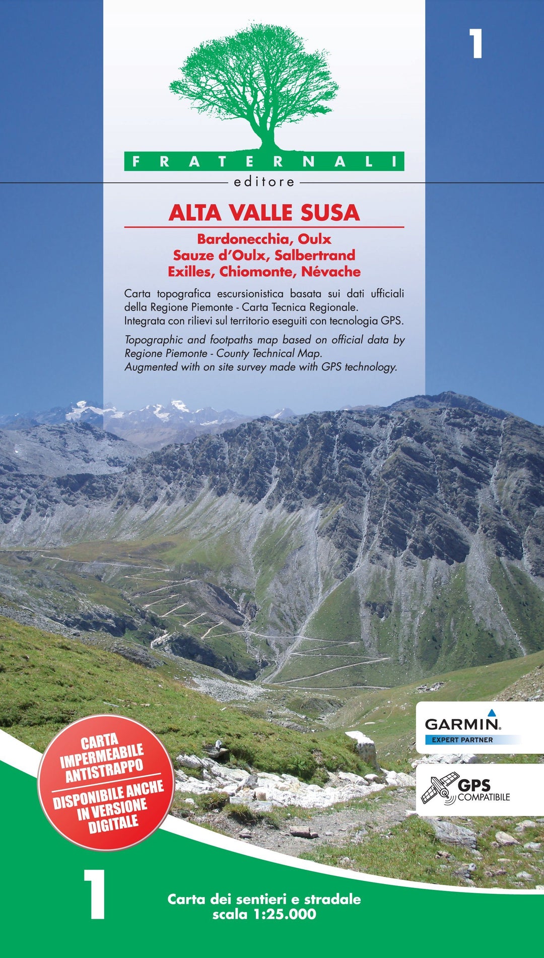 Carte de randonnée n° 25-01 - Alta Valle Susa | Fraternali - 1/25 000 carte pliée Fraternali 