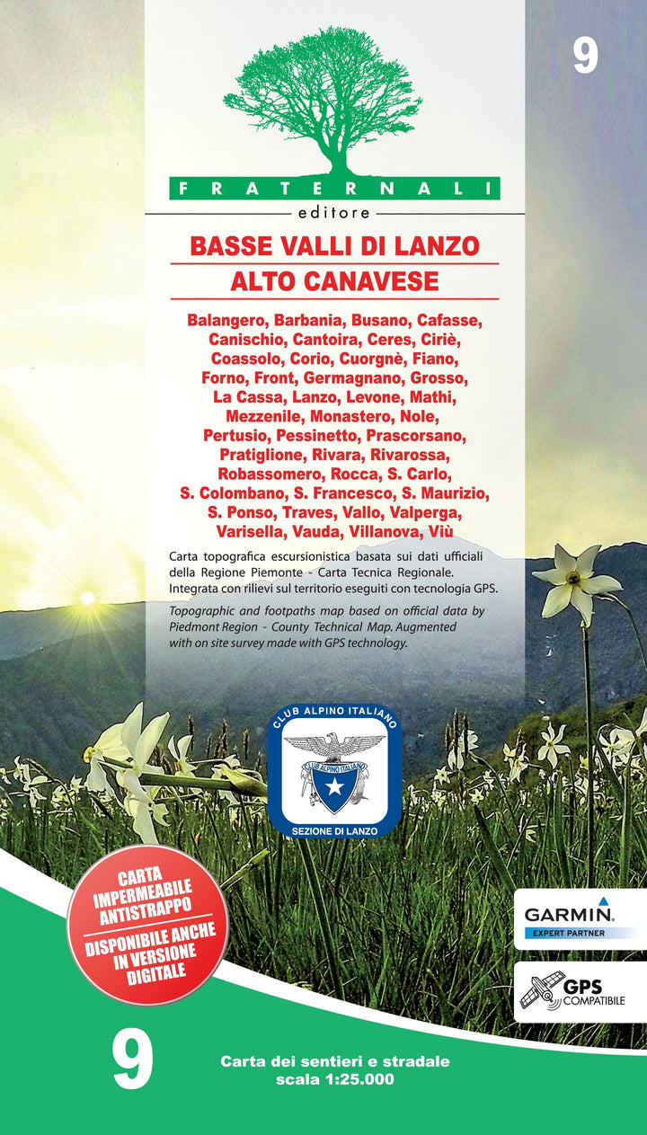 Carte de randonnée n° 25-09 - Basse Valli di Lanzo, Alto Canavese | Fraternali - 1/25 000 carte pliée Fraternali 