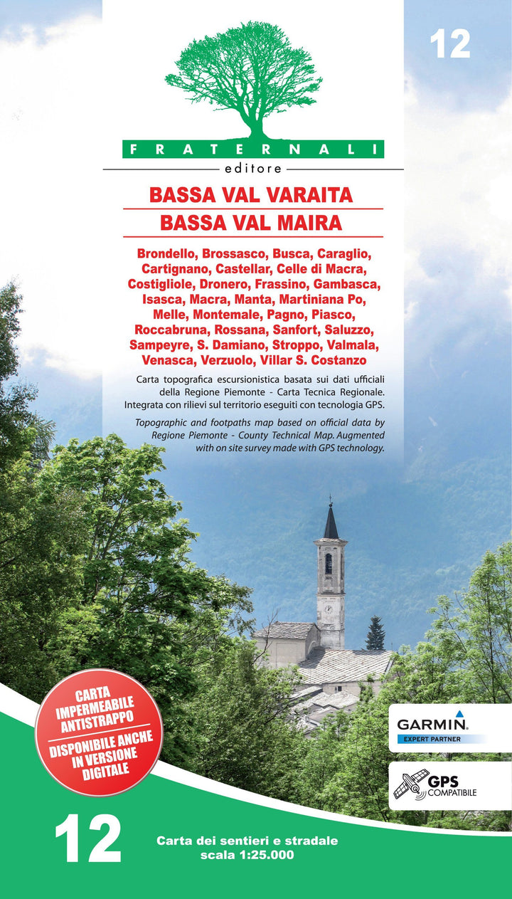 Carte de randonnée n° 25-12 - Bassa Valle Varaita, Bassa Valle Maira | Fraternali - 1/25 000 carte pliée Fraternali 