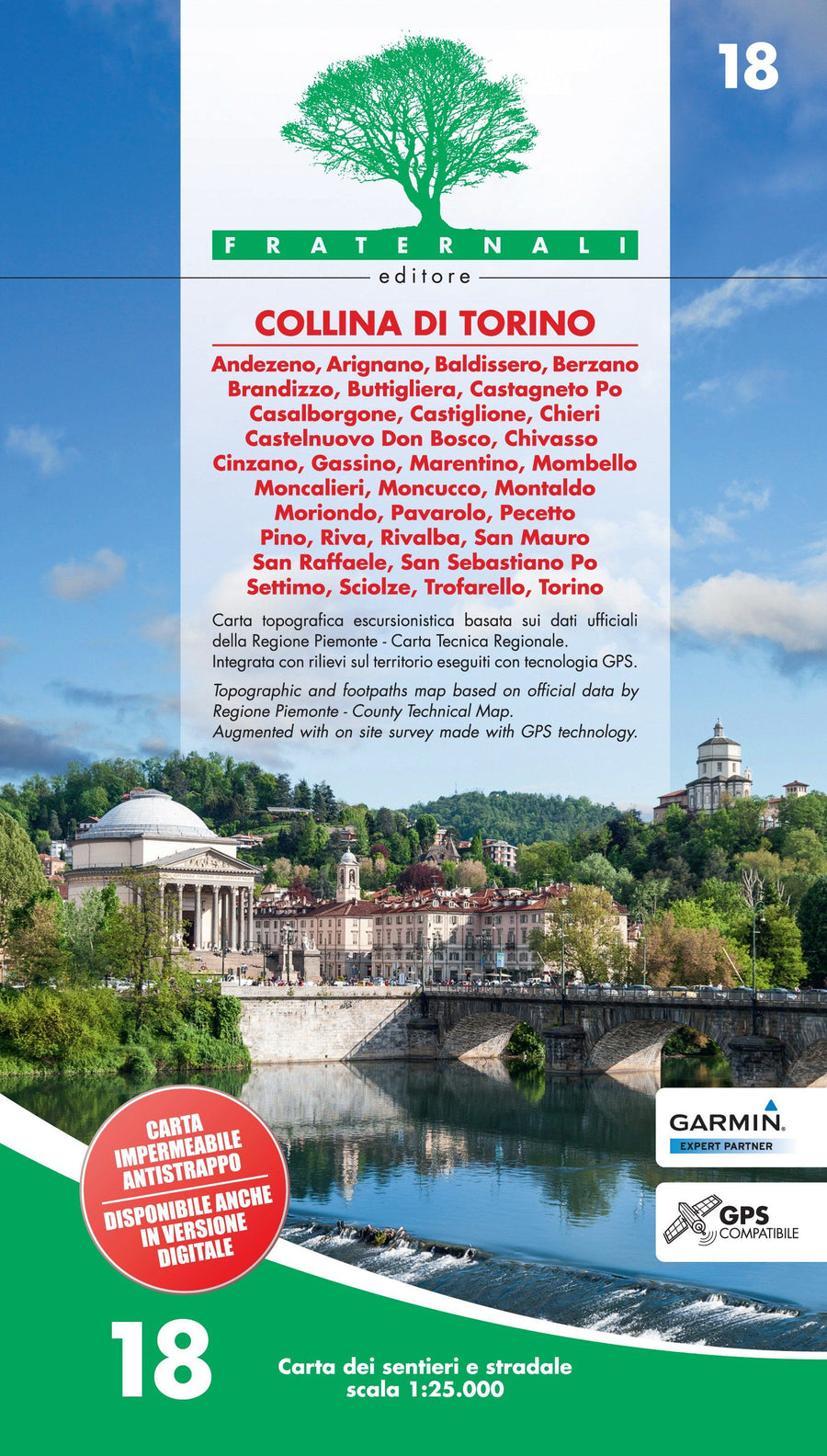 Carte de randonnée n° 25-18 - Collina di Torino | Fraternali - 1/25 000 carte pliée Fraternali 