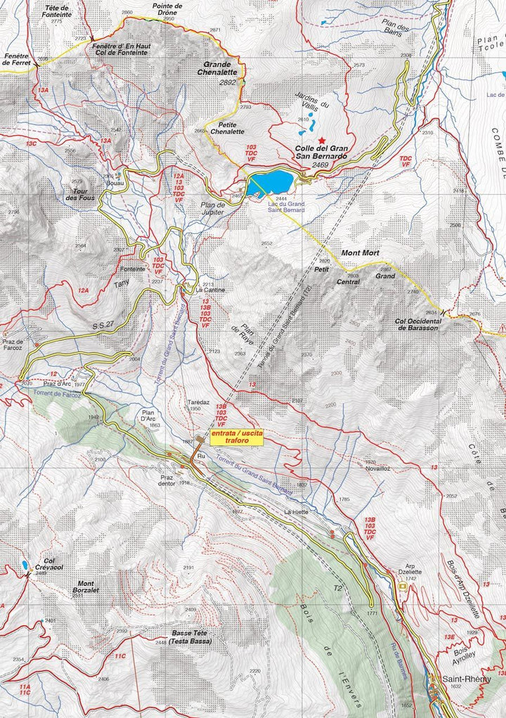 Carte de randonnée n° 25-30 - Gran San Bernardo, Valle di Ollomont- Mont Fallére, Aosta | Fraternali - 1/25 000 carte pliée Fraternali 