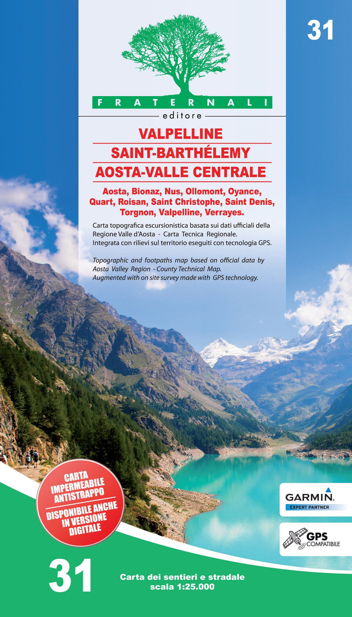 Carte de randonnée n° 25-31 - Valpelline, Saint-Barthélemy, Aosta-Valle centrale | Fraternali - 1/25 000 carte pliée Fraternali 