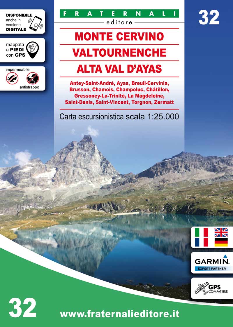 Carte de randonnée n° 25-32 - Monte Cervino, Valtourneche, Haut-Val d'Ayas | Fraternali - 1/25 000 carte pliée Fraternali 