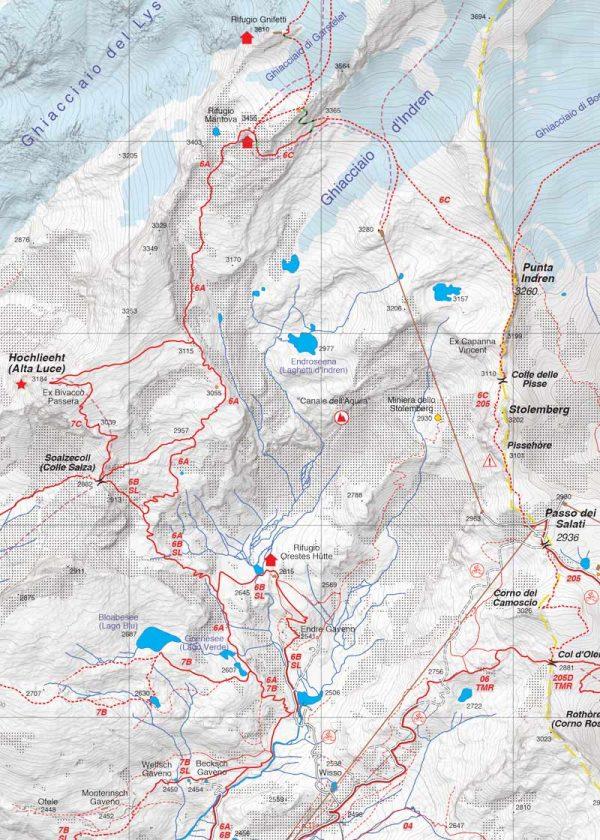Carte de randonnée n° 25-33 - Monte Rosa, Upper Gressoney Valley, Upper Val d'Ayas | Fraternali - 1/25 000 carte pliée Fraternali 