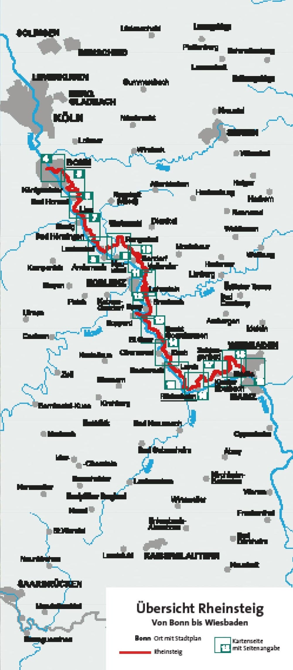 Carte de randonnée n° 2503 - Rheinsteig (Allemagne) | Kompass carte pliée Kompass 