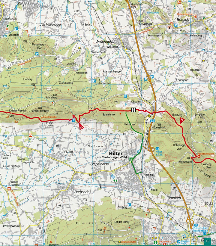 Carte de randonnée n° 2504 - Hermannsweg & Eggeweg (Allemagne) | Kompass carte pliée Kompass 