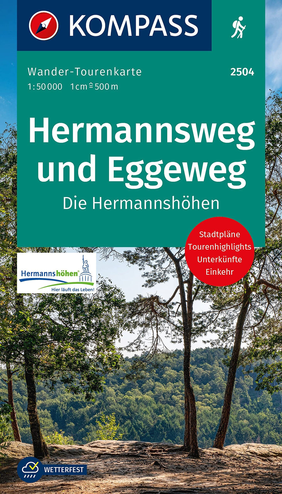 Carte de randonnée n° 2504 - Hermannsweg & Eggeweg (Allemagne) | Kompass carte pliée Kompass 