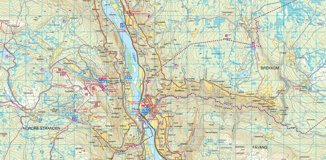 Carte de randonnée n° 2505 - Jotunheimen Ouest (Norvège) | Nordeca - Turkart 1/50 000 carte pliée Nordeca 
