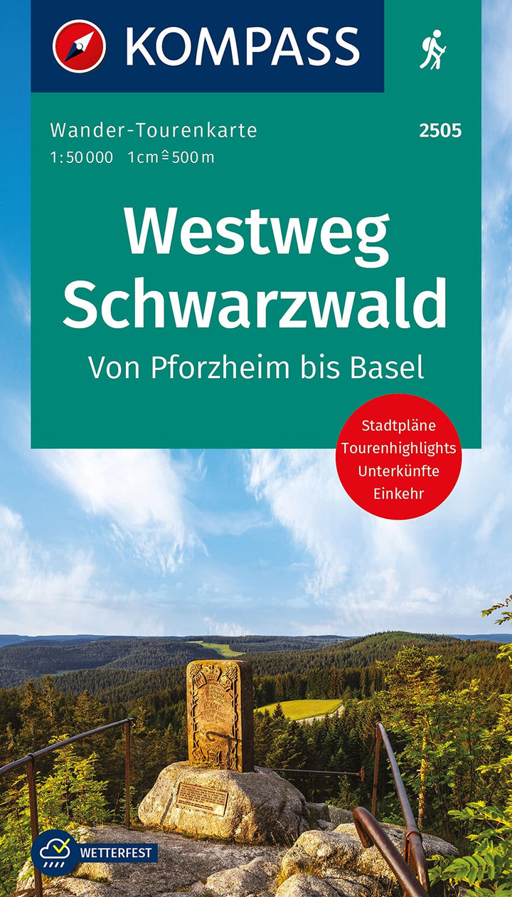 Carte de randonnée n° 2505 - Westweg Schwarzwald (Allemagne) | Kompass carte pliée Kompass 