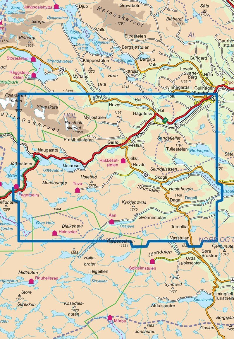 Carte de randonnée n° 2515 - Geilo (Norvège) | Nordeca - Turkart 1/50 000 carte pliée Nordeca 