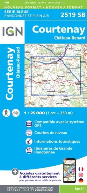 Carte de randonnée n° 2519 - Courtenay, Château-Renard | IGN - Série Bleue carte pliée IGN 