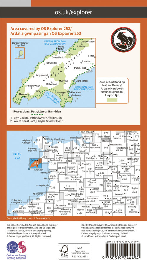 Carte de randonnée n° 253 - Lleyn Peninsula West (Grande Bretagne) | Ordnance Survey - Explorer carte pliée Ordnance Survey Papier 