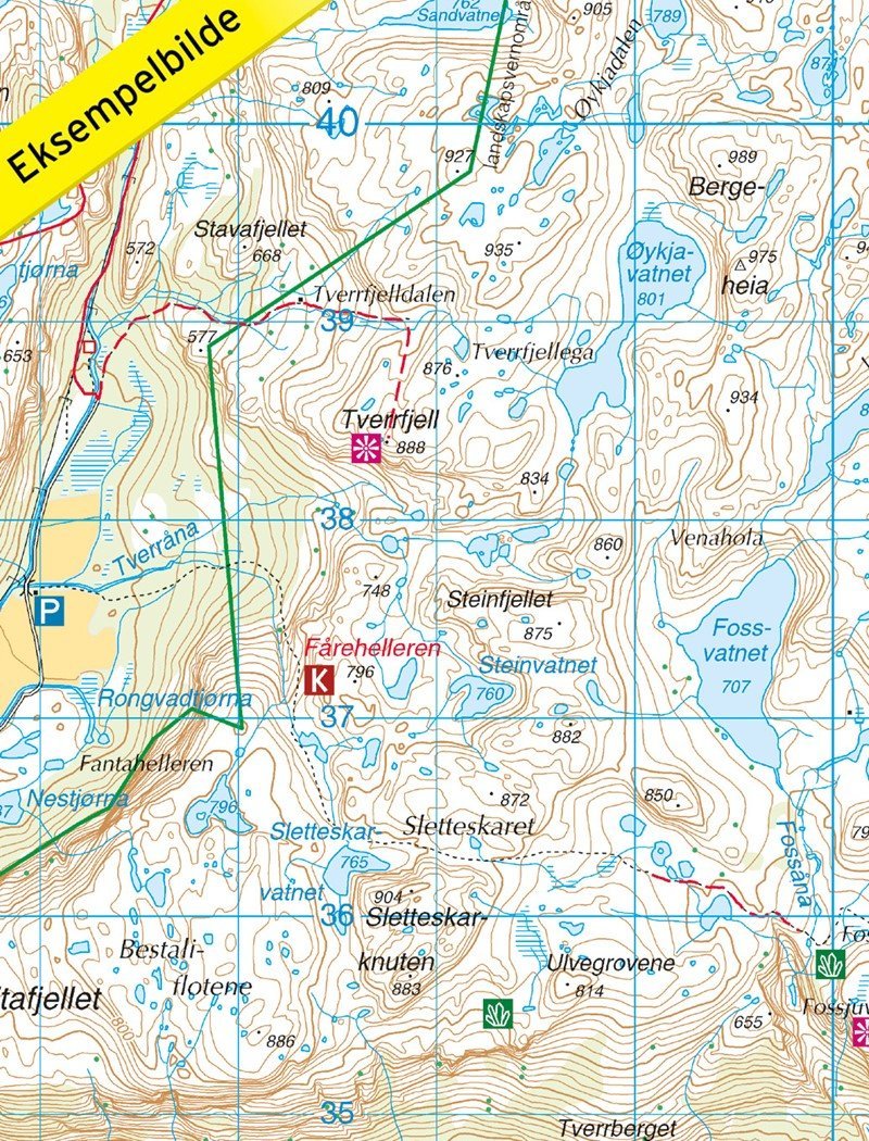 Carte de randonnée n° 2541 - Frafjord-Bjerkreimsheiane (Norvège) | Nordeca - Turkart 1/50 000 carte pliée Nordeca 