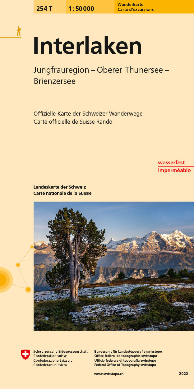 Carte de randonnée n° 254T - Interlaken (Suisse) | Swisstopo - Excursions au 1/50 000 carte pliée Swisstopo 