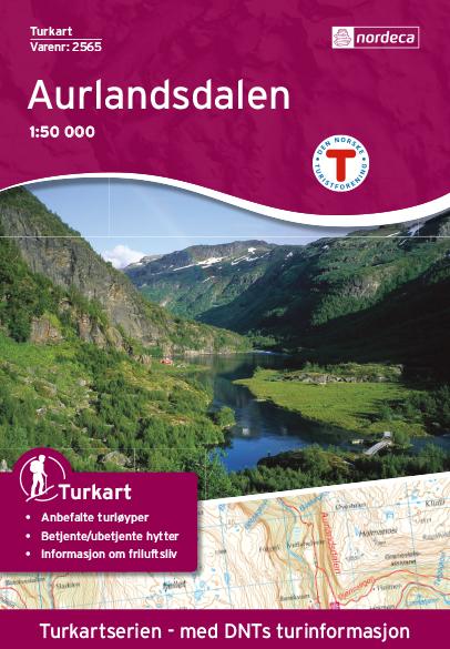 Carte de randonnée n° 2565 - Aurlandsdalen (Norvège) | Nordeca - Turkart 1/50 000 carte pliée Nordeca 