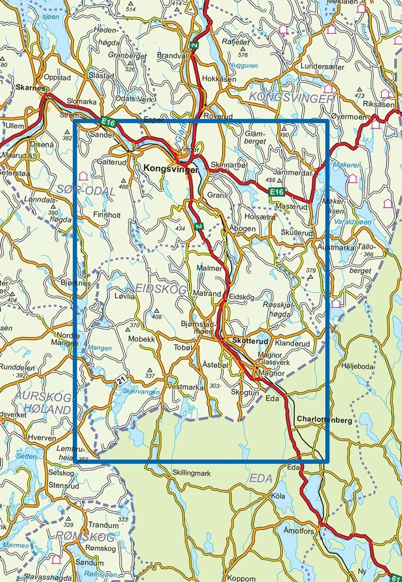 Carte de randonnée n° 2566 - Eidskog (Norvège) | Nordeca - Turkart 1/50 000 carte pliée Nordeca 