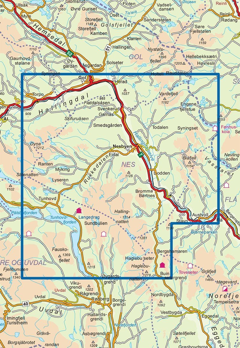 Carte de randonnée n° 2573 - Nesbyen (Norvège) | Nordeca - Turkart 1/50 000 carte pliée Nordeca 