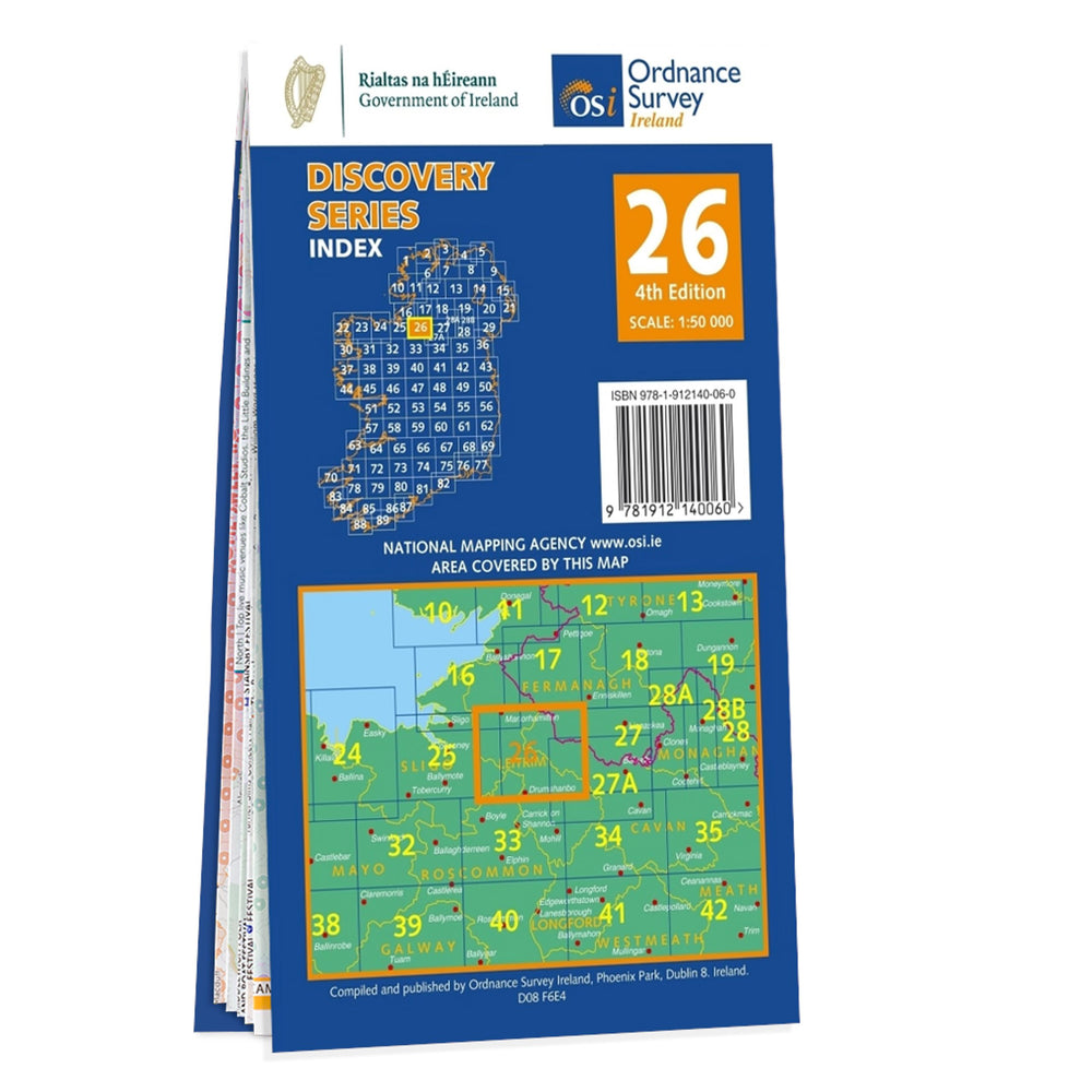 Carte de randonnée n° 26 - Cavan, Fermanagh, Leitrim, roscommon, Sligo (Irlande) | Ordnance Survey - série Discovery carte pliée Ordnance Survey Ireland 