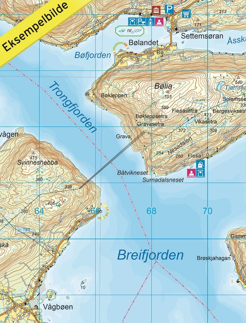 Carte de randonnée n° 2607 - Fjordruta (Norvège) | Nordeca - Turkart 1/100 000 carte pliée Nordeca 