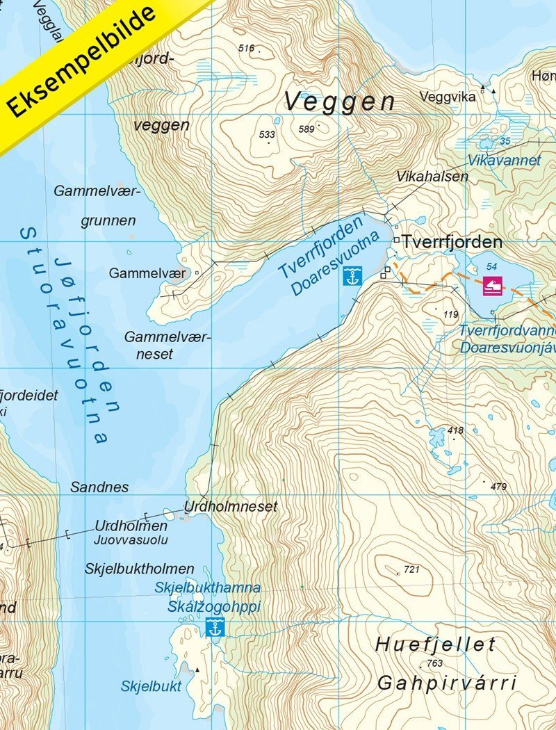 Carte de randonnée n° 2633 - Kvaløya, Seiland (Norvège) | Nordeca - Turkart 1/50 000 carte pliée Nordeca 