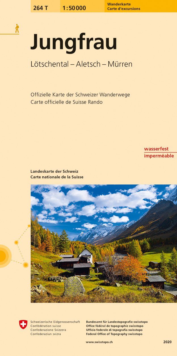 Carte de randonnée n° 264T - Jungfrau (Suisse) | Swisstopo - Excursions au 1/50 000 carte pliée Swisstopo 