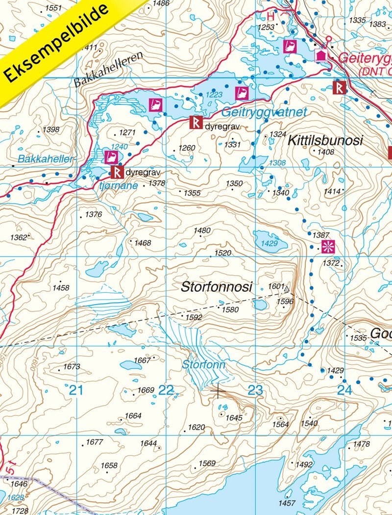 Carte de randonnée n° 2661 - Skarvheimen (Norvège) | Nordeca - Turkart 1/50 000 carte pliée Nordeca 