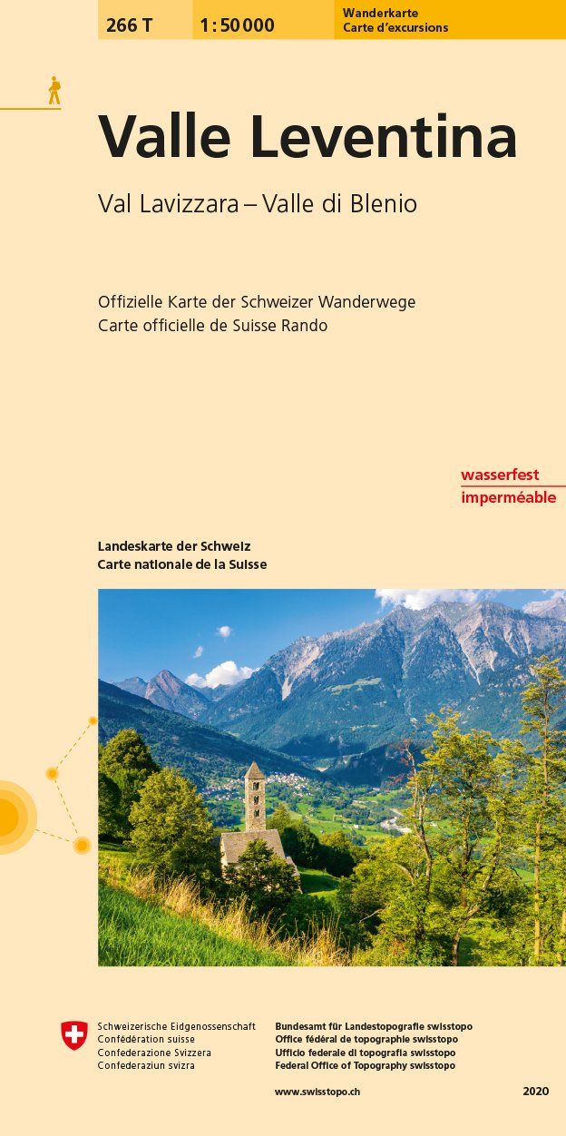 Carte de randonnée n° 266T - Valle Leventina (Suisse) | Swisstopo - Excursions au 1/50 000 carte pliée Swisstopo 