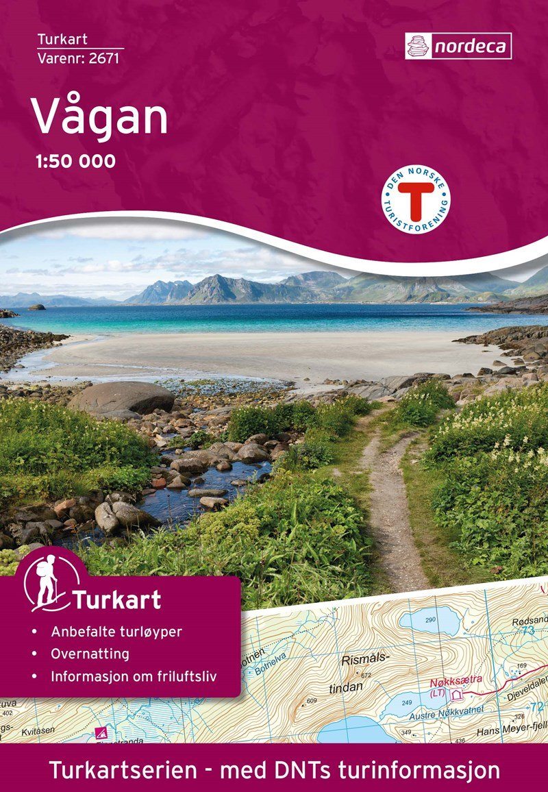 Carte de randonnée n° 2671 - Vågan (Iles Lofoten, Norvège) | Nordeca - Turkart 1/50 000 carte pliée Nordeca 
