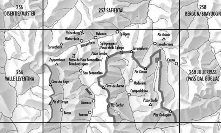 Carte de randonnée n° 267T - San Bernardino (Suisse) | Swisstopo - Excursions au 1/50 000 carte pliée Swisstopo 