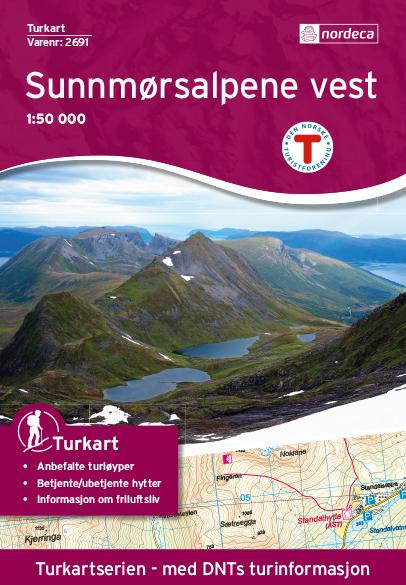 Carte de randonnée n° 2691 - Sunnmørsalpene Vest (Norvège) | Nordeca - Turkart 1/50 000 carte pliée Nordeca 
