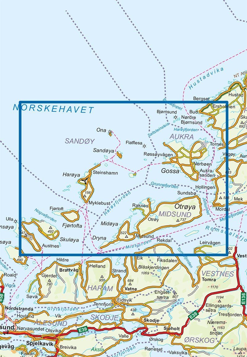 Carte de randonnée n° 2699 - Harøyfjorden (Norvège) | Nordeca - Turkart 1/50 000 carte pliée Nordeca 