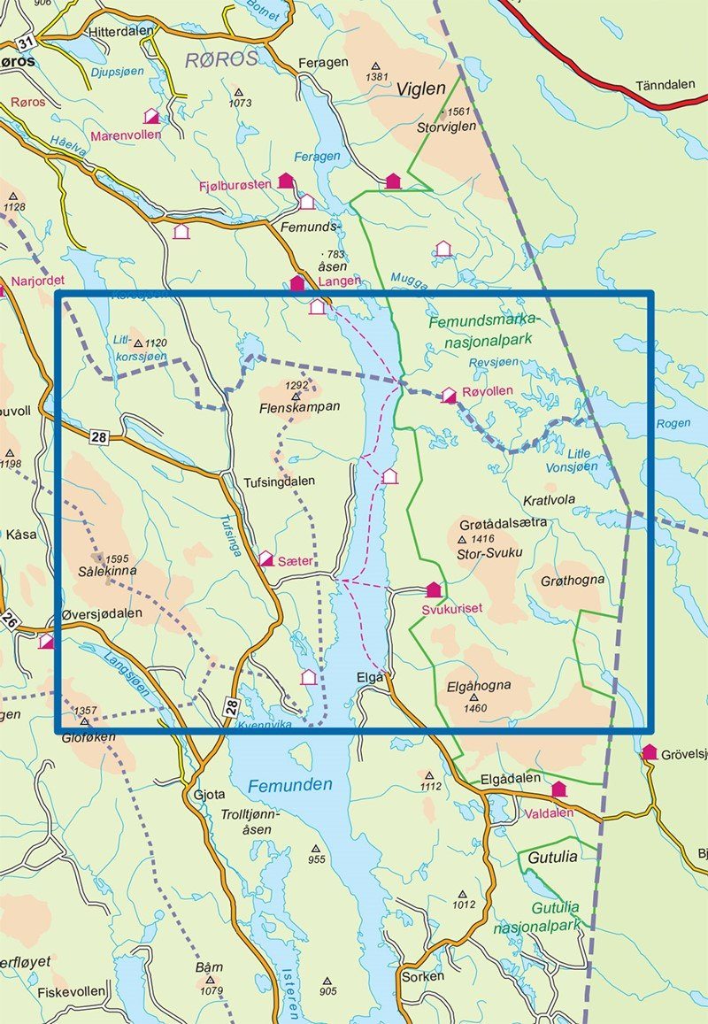 Carte de randonnée n° 2721 - Femunden Nord (Norvège) | Nordeca - Turkart 1/50 000 carte pliée Nordeca 
