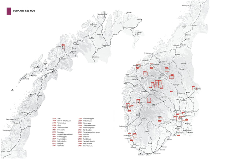 Carte de randonnée n° 2758 - Hurrungane (Norvège) | Nordeca - Turkart 1/25 000 carte pliée Nordeca 