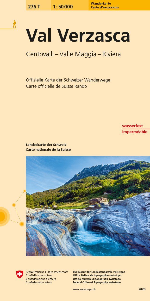 Carte de randonnée n° 276T - Val Verzasca (Suisse) | Swisstopo - Excursions au 1/50 000 carte pliée Swisstopo 