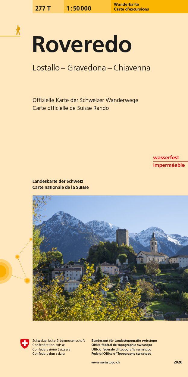 Carte de randonnée n° 277T - Roveredo (Suisse) | Swisstopo - Excursions au 1/50 000 carte pliée Swisstopo 