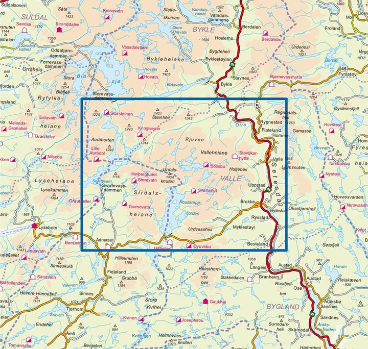 Carte de randonnée n° 2796 - Setesdal Vesthei Nord (Norvège) | Nordeca - Turkart 1/50 000 carte pliée Nordeca 