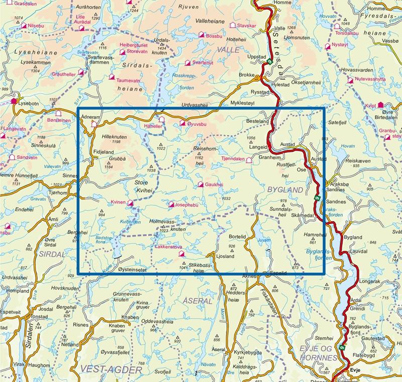 Carte de randonnée n° 2797 - Setesdal Vesthei Sør (Norvège) | Nordeca - Turkart 1/50 000 carte pliée Nordeca 