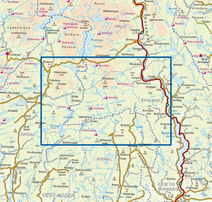 Carte de randonnée n° 2797 - Setesdal Vesthei Sør (Norvège) | Nordeca - Turkart 1/50 000 carte pliée Nordeca 