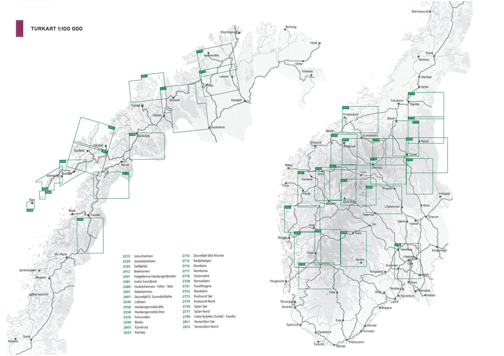 Carte de randonnée n° 2812 - Vesterålen - Hinnoya Nord (Norvège) | Nordeca - Turkart 1/100 000 carte pliée Nordeca 